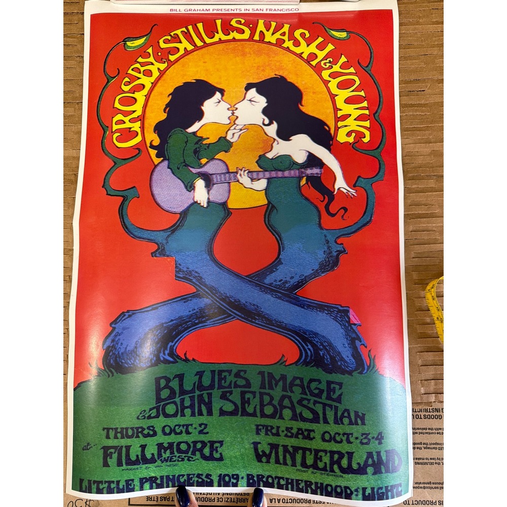Crosby Stills Nash & Young Fillmore West Winterland 1969 Concert Poster Reprint
